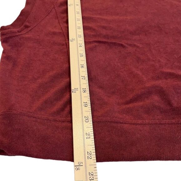 prAna Anillio Active Wear Muscle Hoodie Burgundy Wine Terry Pockets Size Large - Picture 9 of 10